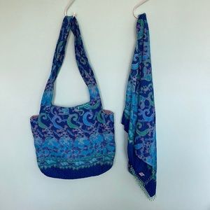 Rainbow Jo Beach Bag with matching wrap coverup skirt Blue